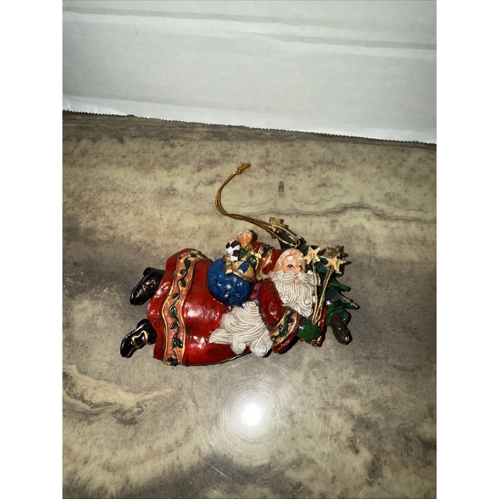 Santa Christmas Tree Hanging Ornament Resin Santa Ornament NOS